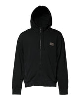 Sweat à capuche homme Dolce &amp; Gabbana noir avec logo et fermeture éclair intégrale