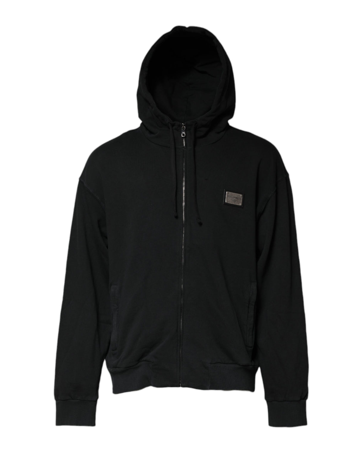 Sweat à capuche homme Dolce &amp; Gabbana noir avec logo et fermeture éclair intégrale
