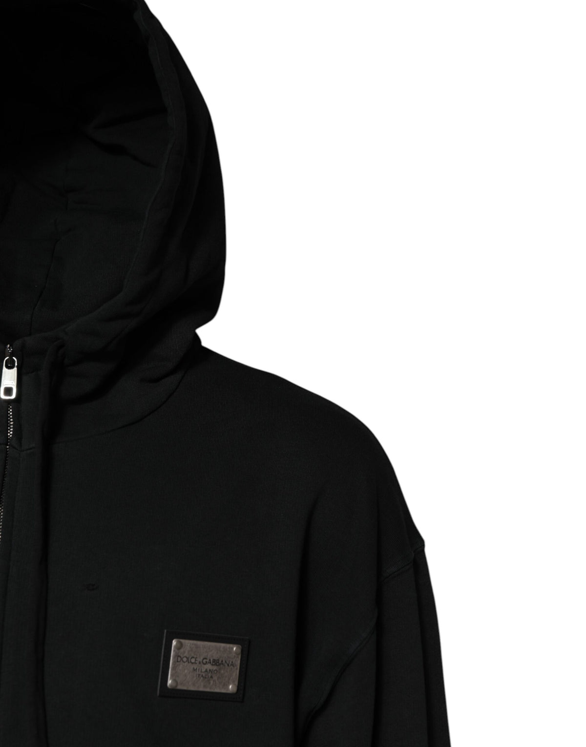 Sweat à capuche homme Dolce &amp; Gabbana noir avec logo et fermeture éclair intégrale