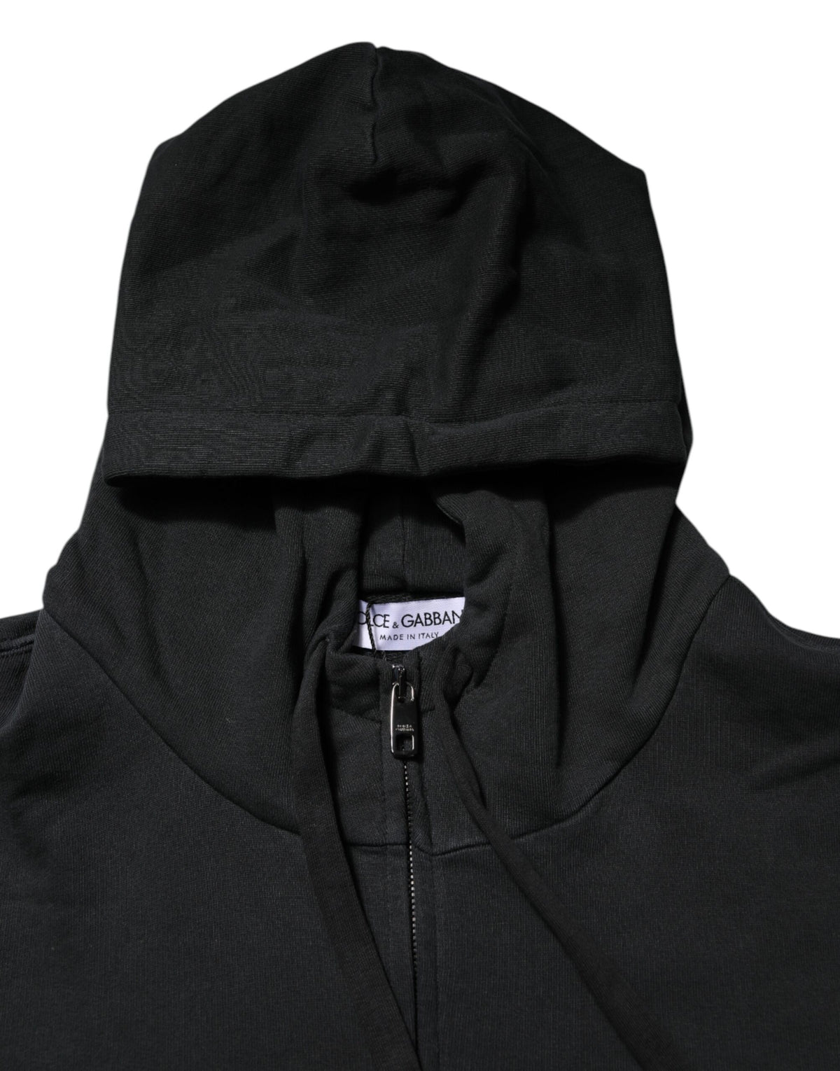 Sweat à capuche homme Dolce &amp; Gabbana noir avec logo et fermeture éclair intégrale