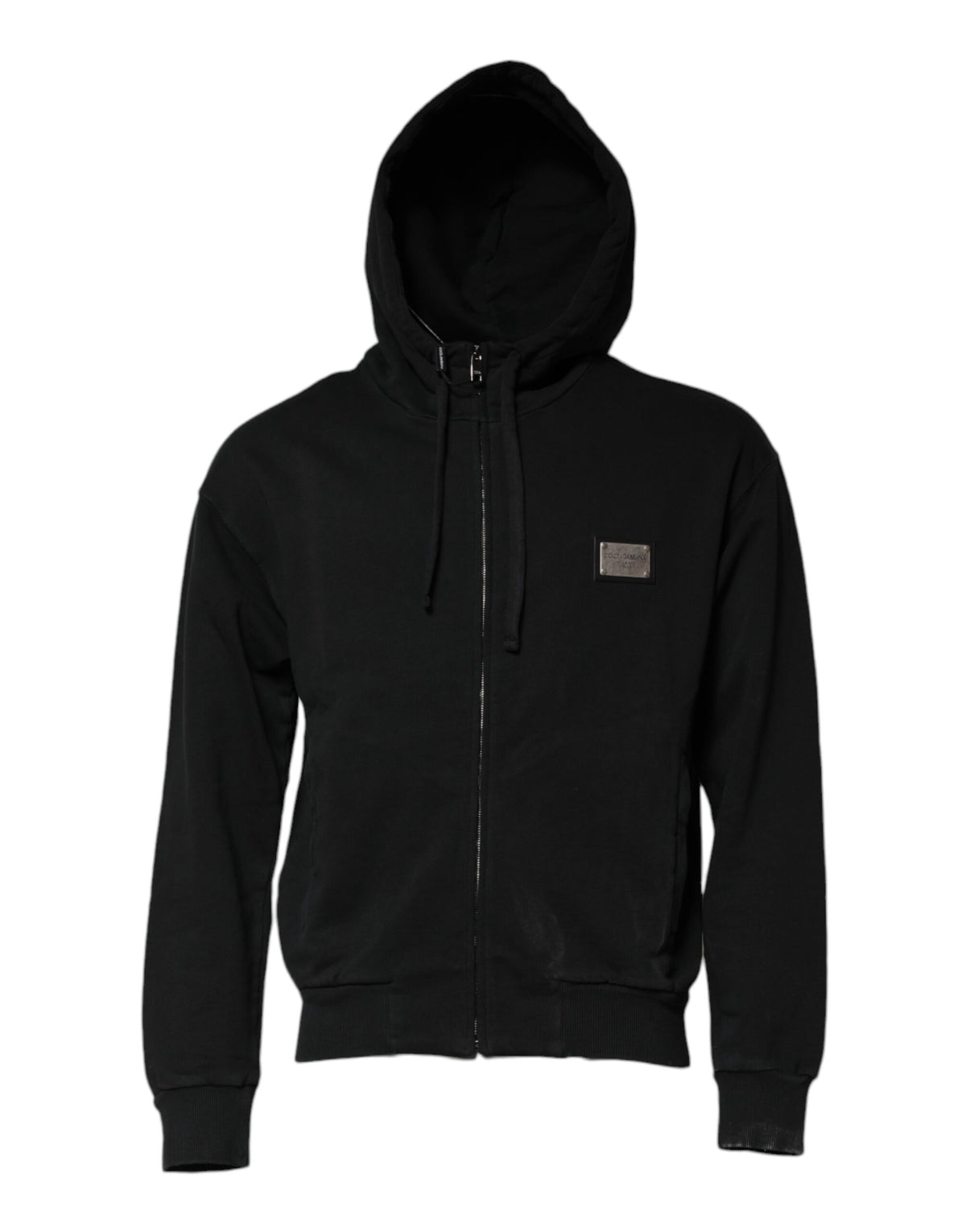 Sweat à capuche homme Dolce &amp; Gabbana noir avec logo et fermeture éclair intégrale