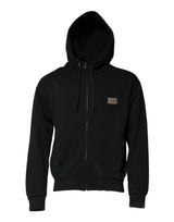 Sweat à capuche homme Dolce &amp; Gabbana noir avec logo et fermeture éclair intégrale