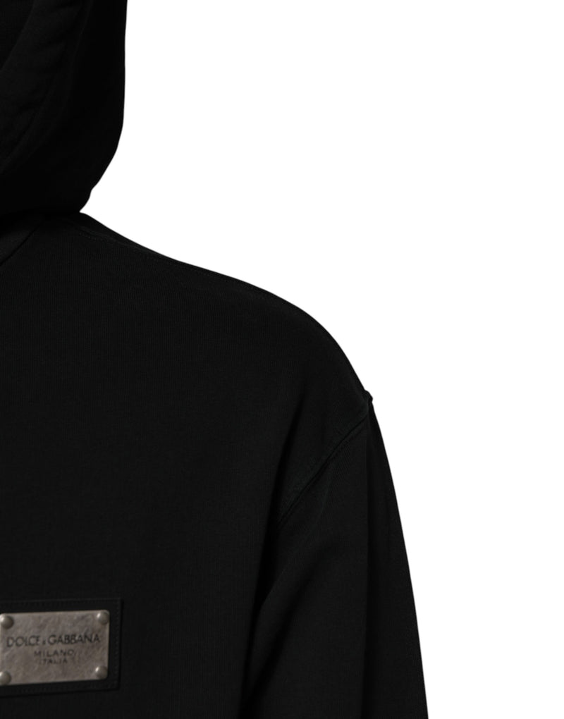 Sweat à capuche homme Dolce &amp; Gabbana noir avec logo et fermeture éclair intégrale
