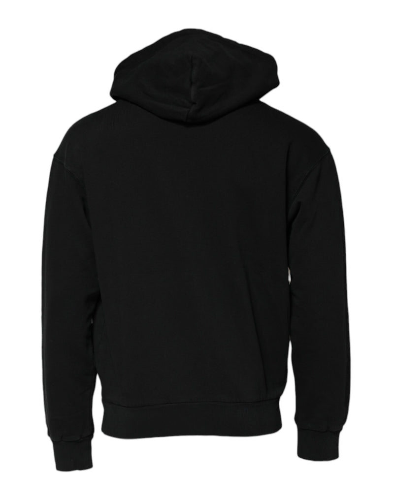 Sweat à capuche homme Dolce &amp; Gabbana noir avec logo et fermeture éclair intégrale