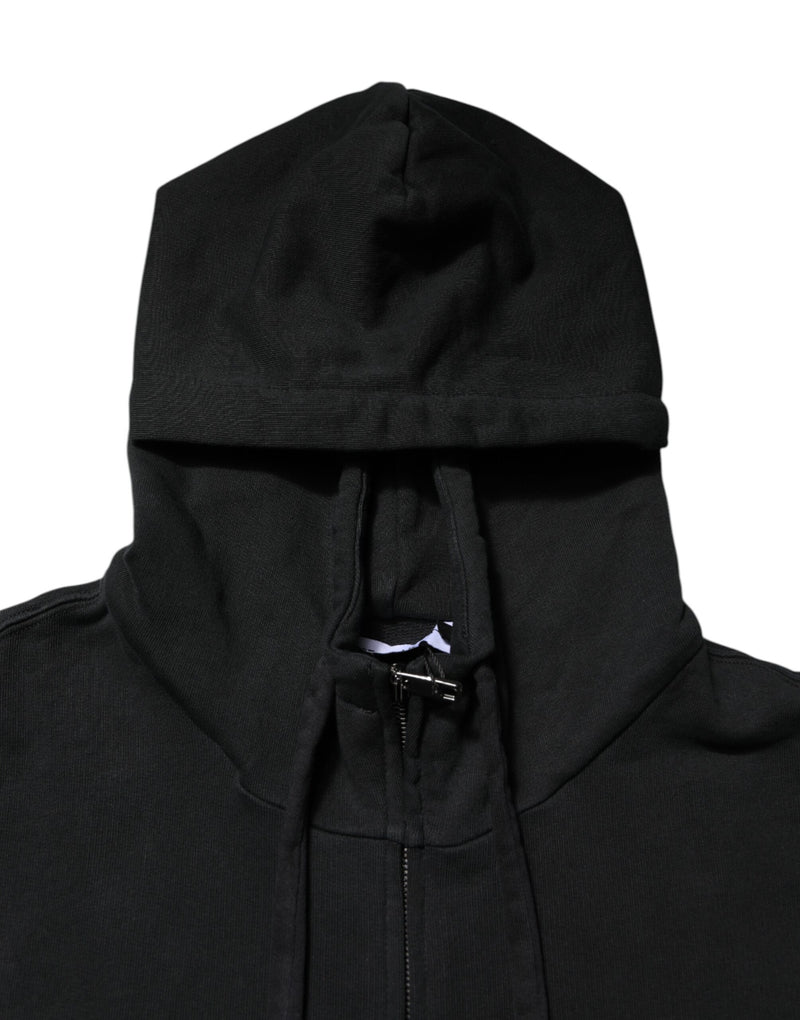 Sweat à capuche homme Dolce &amp; Gabbana noir avec logo et fermeture éclair intégrale