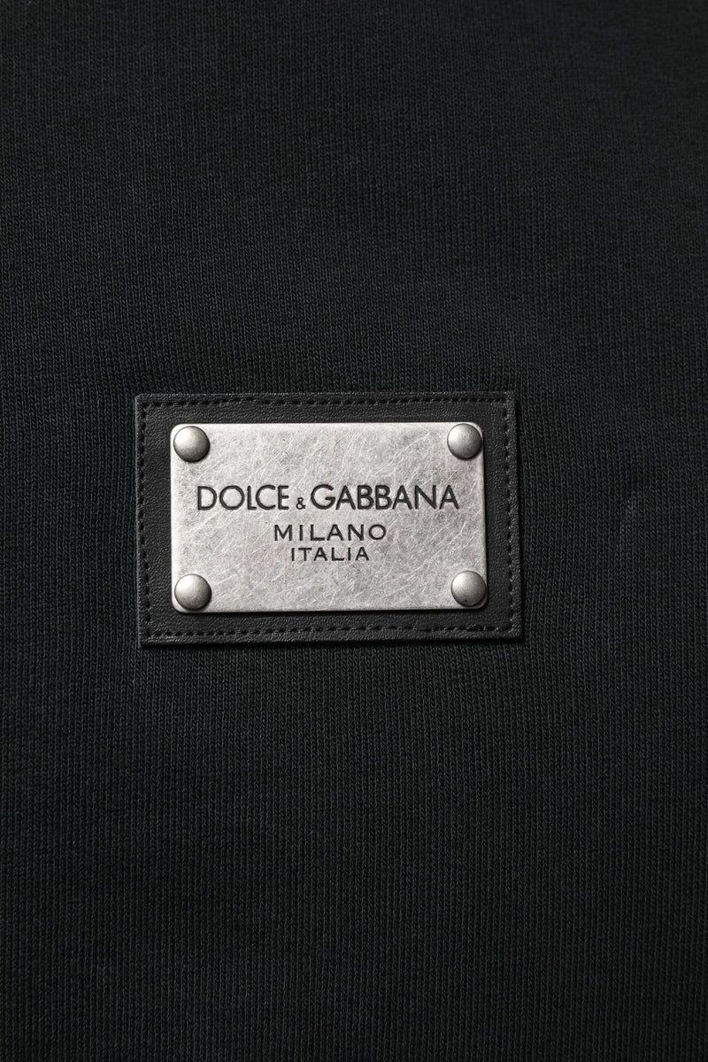 Sweat à capuche homme Dolce &amp; Gabbana noir avec logo et fermeture éclair intégrale