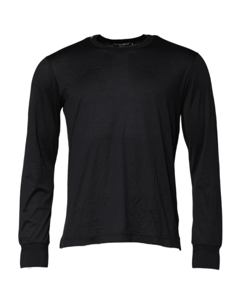Dolce &amp; Gabbana donkerblauwe zijden crewneck herenpullover
