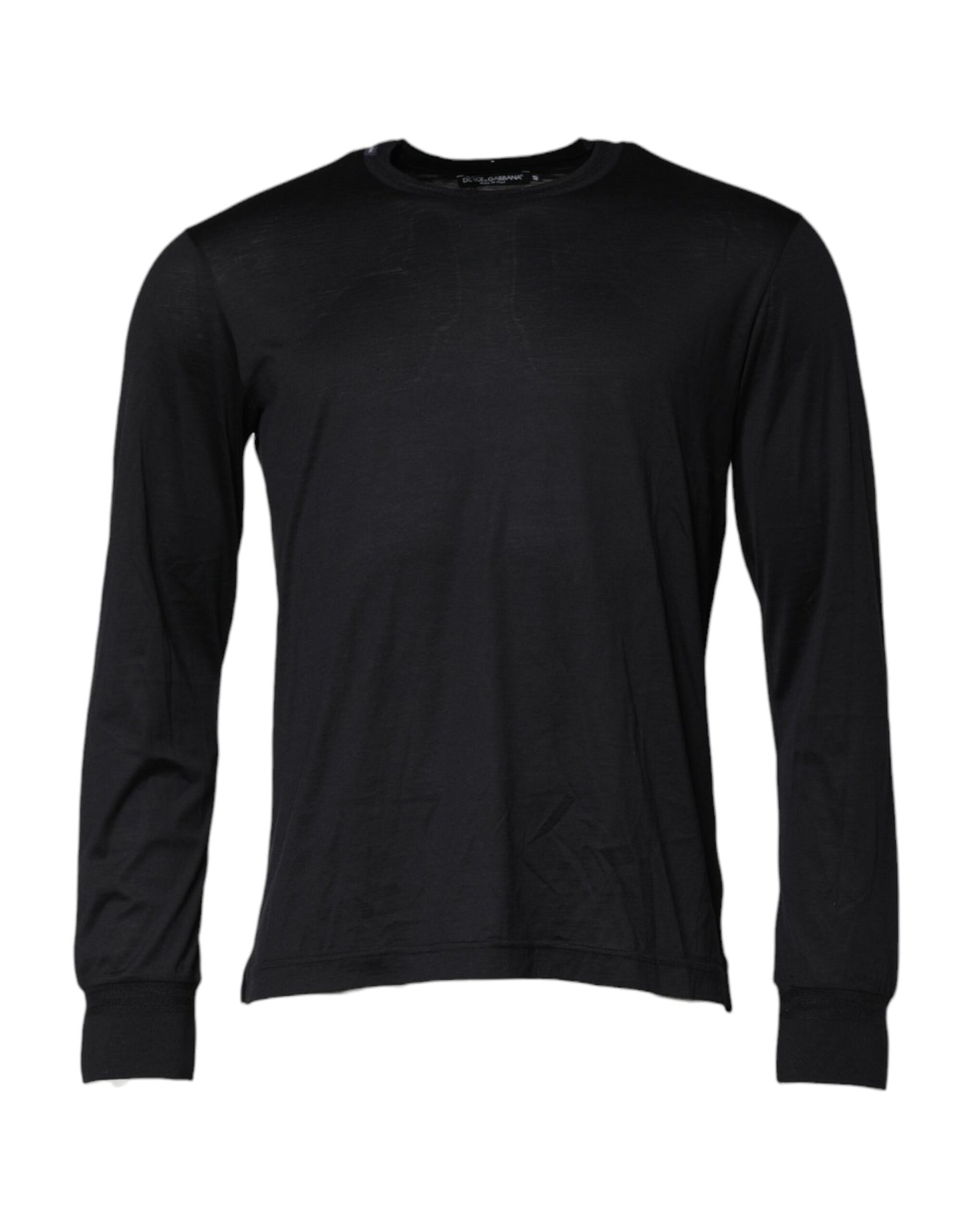 Dolce &amp; Gabbana donkerblauwe zijden crewneck herenpullover