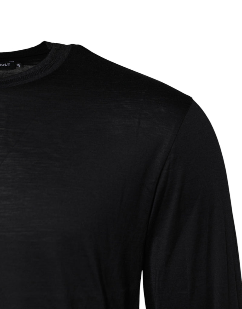 Dolce &amp; Gabbana donkerblauwe zijden crewneck herenpullover