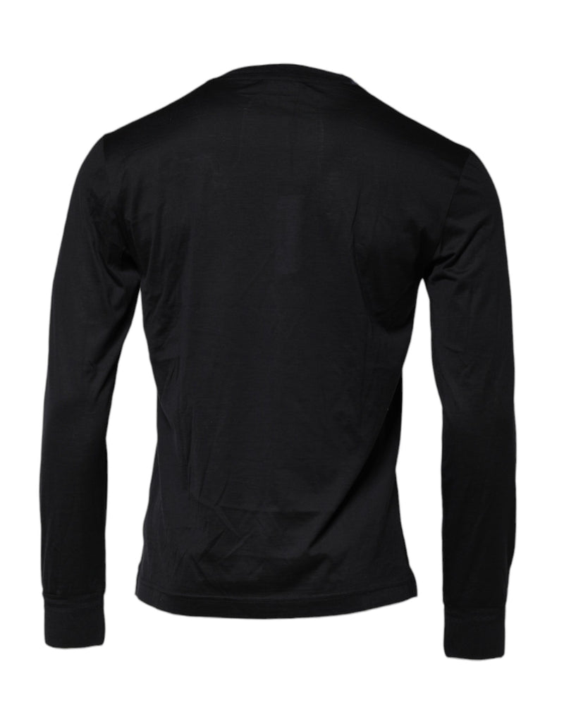 Dolce &amp; Gabbana donkerblauwe zijden crewneck herenpullover