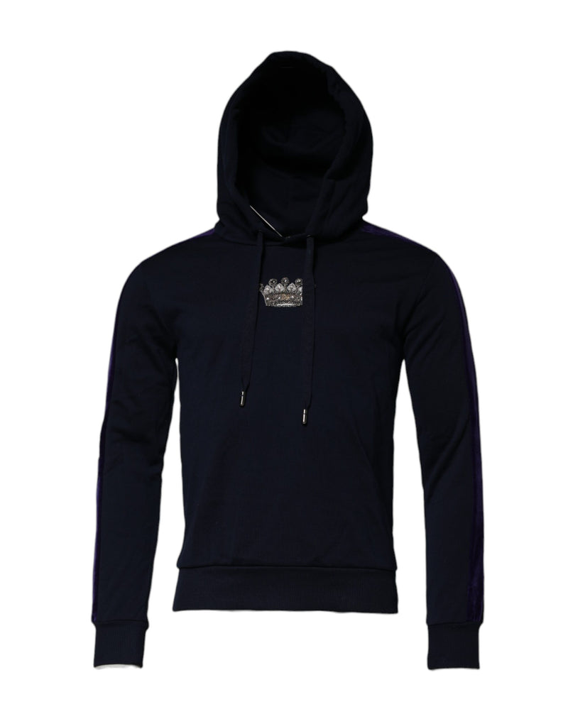 Sweat à capuche en coton noir avec couronne Dolce &amp; Gabbana