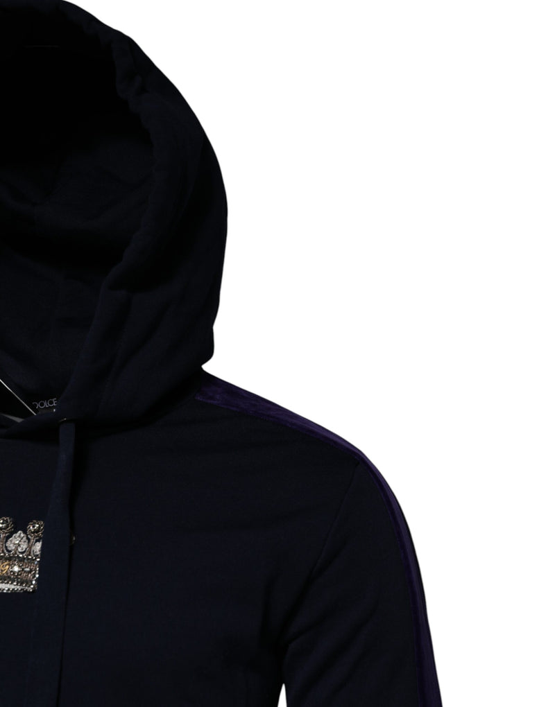 Sweat à capuche en coton noir avec couronne Dolce &amp; Gabbana