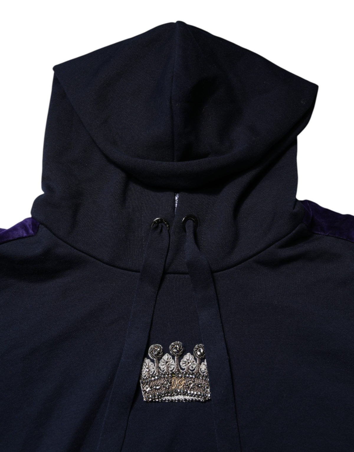 Sweat à capuche en coton noir avec couronne Dolce &amp; Gabbana