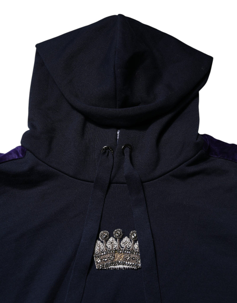 Sweat à capuche en coton noir avec couronne Dolce &amp; Gabbana