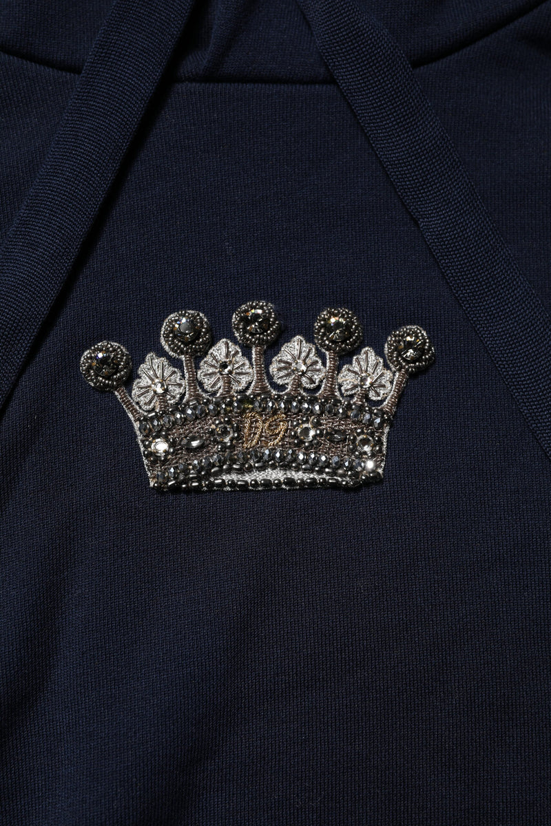 Sweat à capuche en coton noir avec couronne Dolce &amp; Gabbana