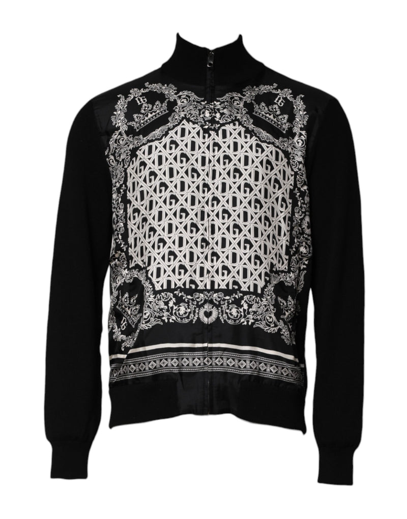 Pull à capuche zippé noir et blanc à imprimé bandana de Dolce &amp; Gabbana
