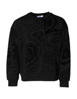 Pull en coton à col rond noir imprimé Dolce &amp; Gabbana