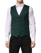 Dolce & Gabbana Green Wool Dress Formal Waistcoat Vest