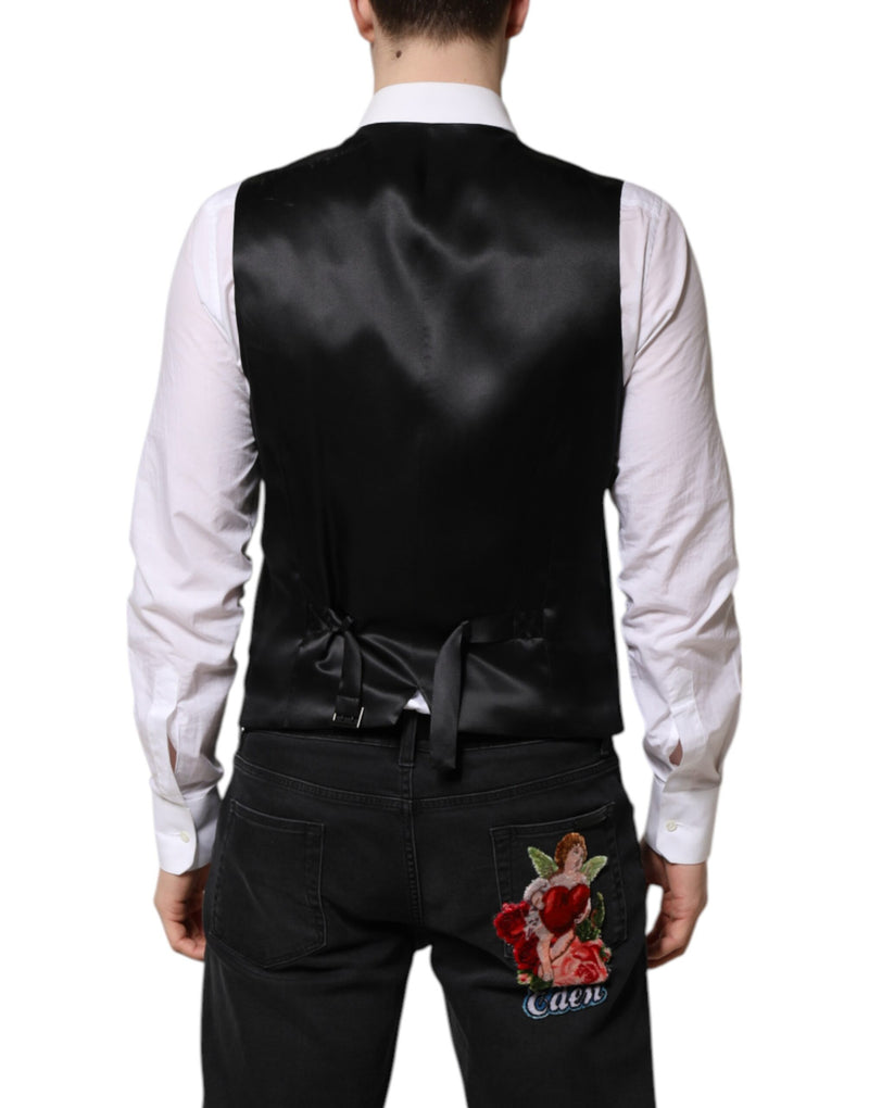 Dolce & Gabbana Green Wool Dress Formal Waistcoat Vest