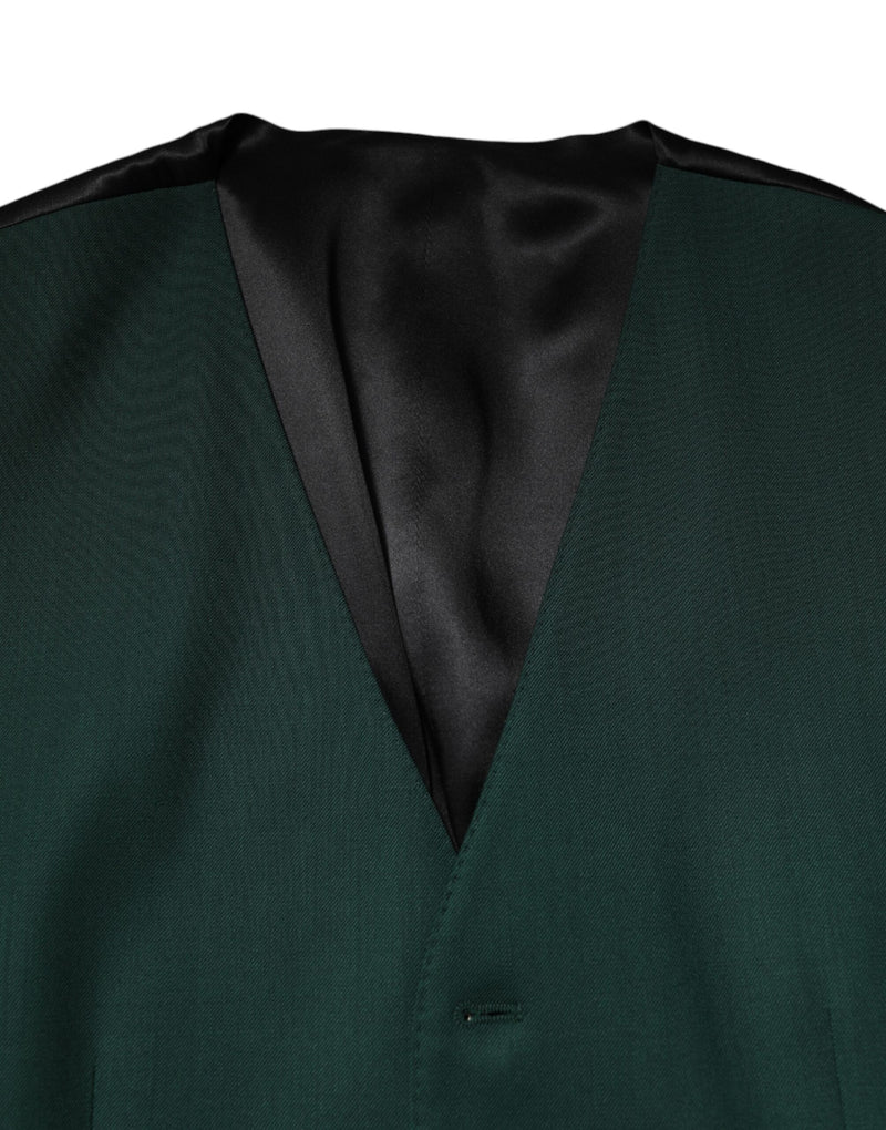 Dolce & Gabbana Green Wool Dress Formal Waistcoat Vest