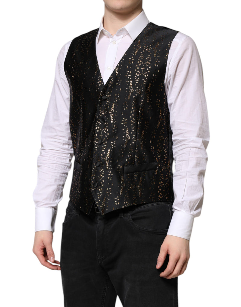 Dolce & Gabbana Black Lurex Dress Waistcoat for Men