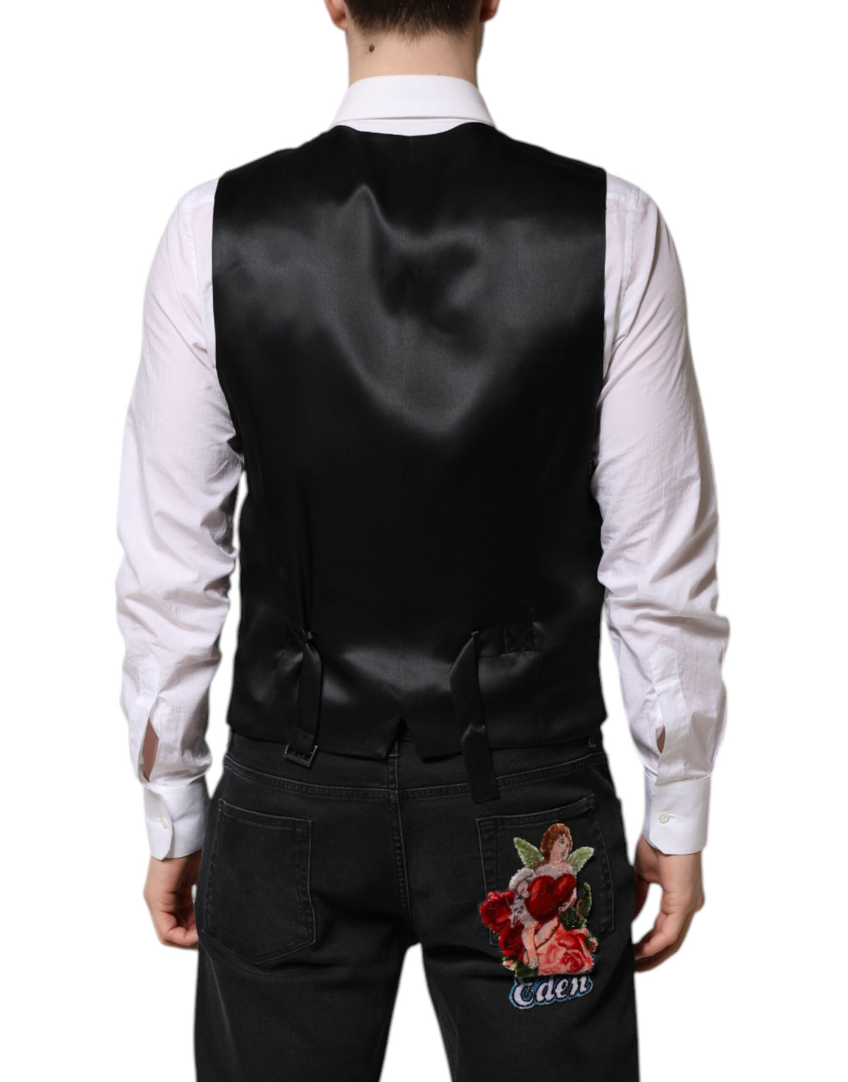 Dolce & Gabbana Black Lurex Dress Waistcoat for Men