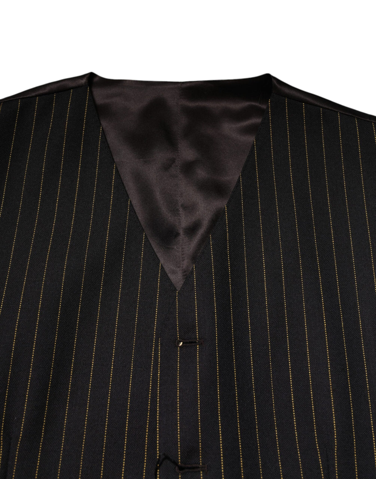 Dolce & Gabbana Black Stripes Wool Formal Waistcoat Vest for Men