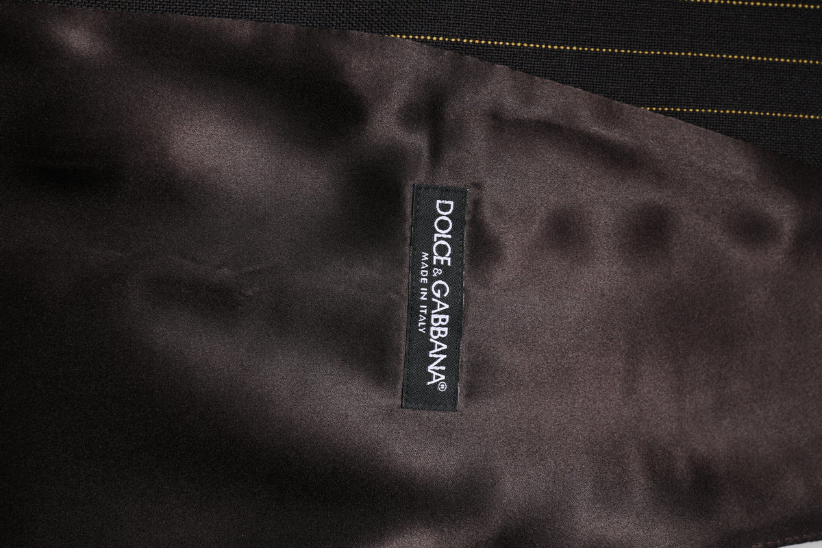 Dolce & Gabbana Black Stripes Wool Formal Waistcoat Vest for Men