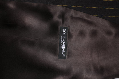 Dolce & Gabbana Black Stripes Wool Formal Men Waistcoat Vest