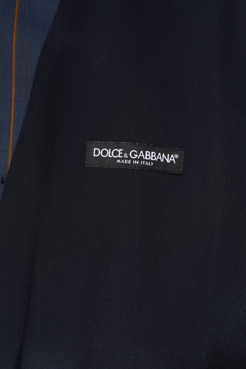 Dolce & Gabbana Blue Stripes Wool Formal Men Waistcoat Vest