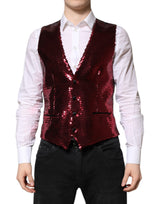 Dolce & Gabbana Red Sequined Dress Waistcoat Vest for Men