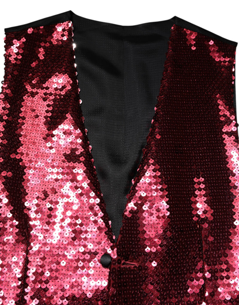 Dolce & Gabbana Red Sequined Dress Waistcoat Vest for Men
