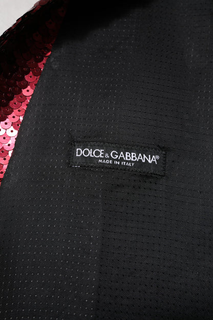 Dolce & Gabbana Red Sequined Dress Formal Men Waistcoat Vest