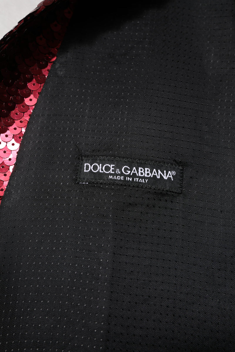 Dolce & Gabbana Red Sequined Dress Waistcoat Vest for Men