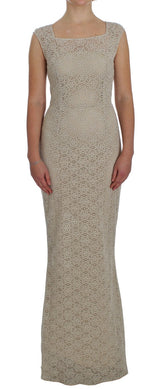 Robe-tailleur en coton beige Ricamo à découpes de Dolce &amp; Gabbana