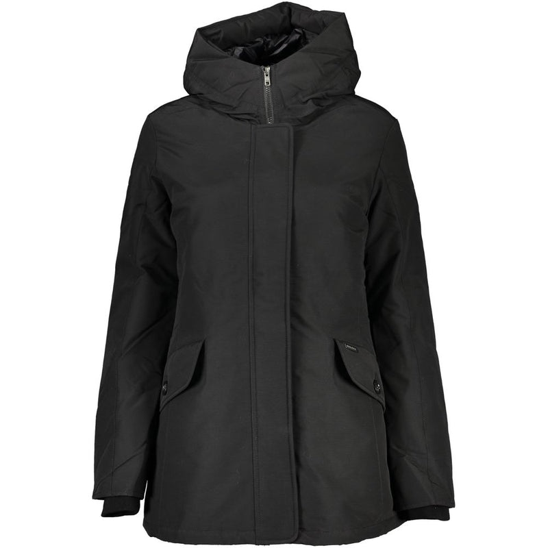 Woolrich Black Cotton Jacket with Hood - Stylish and Functional