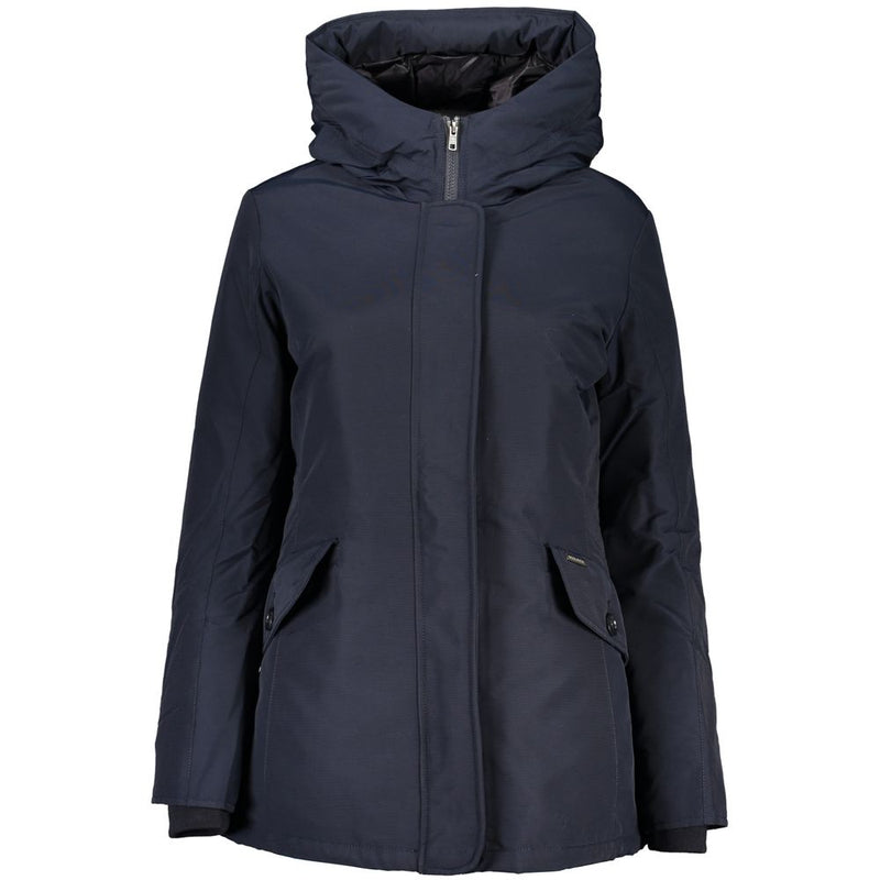Woolrich Blue Cotton Jacket with Hood - Stylish and Functional