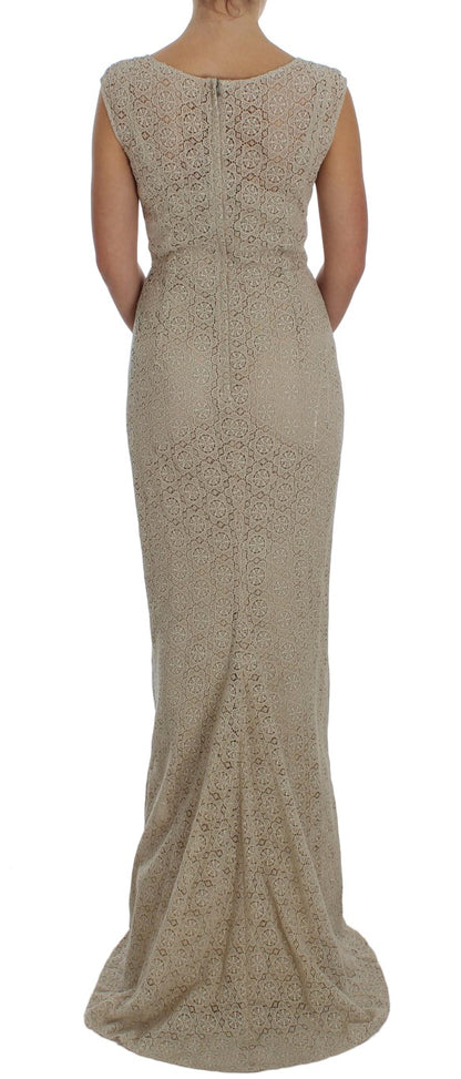 Robe-tailleur en coton beige Ricamo à découpes de Dolce & Gabbana