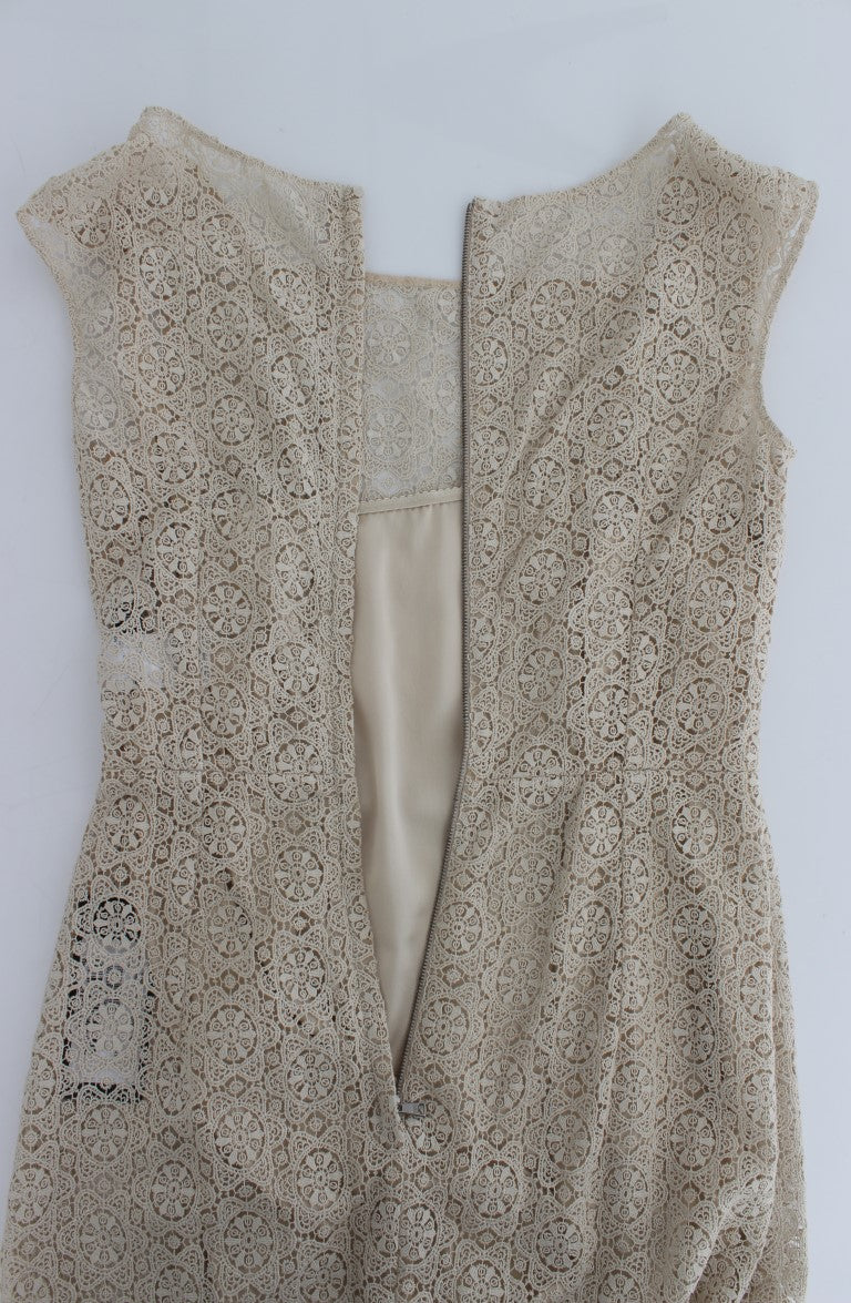 Robe-tailleur en coton beige Ricamo à découpes de Dolce &amp; Gabbana