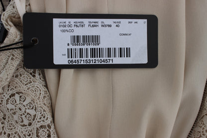 Robe-tailleur en coton beige Ricamo à découpes de Dolce & Gabbana