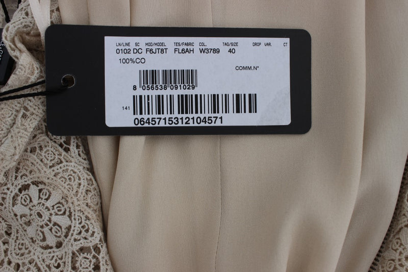 Robe-tailleur en coton beige Ricamo à découpes de Dolce &amp; Gabbana