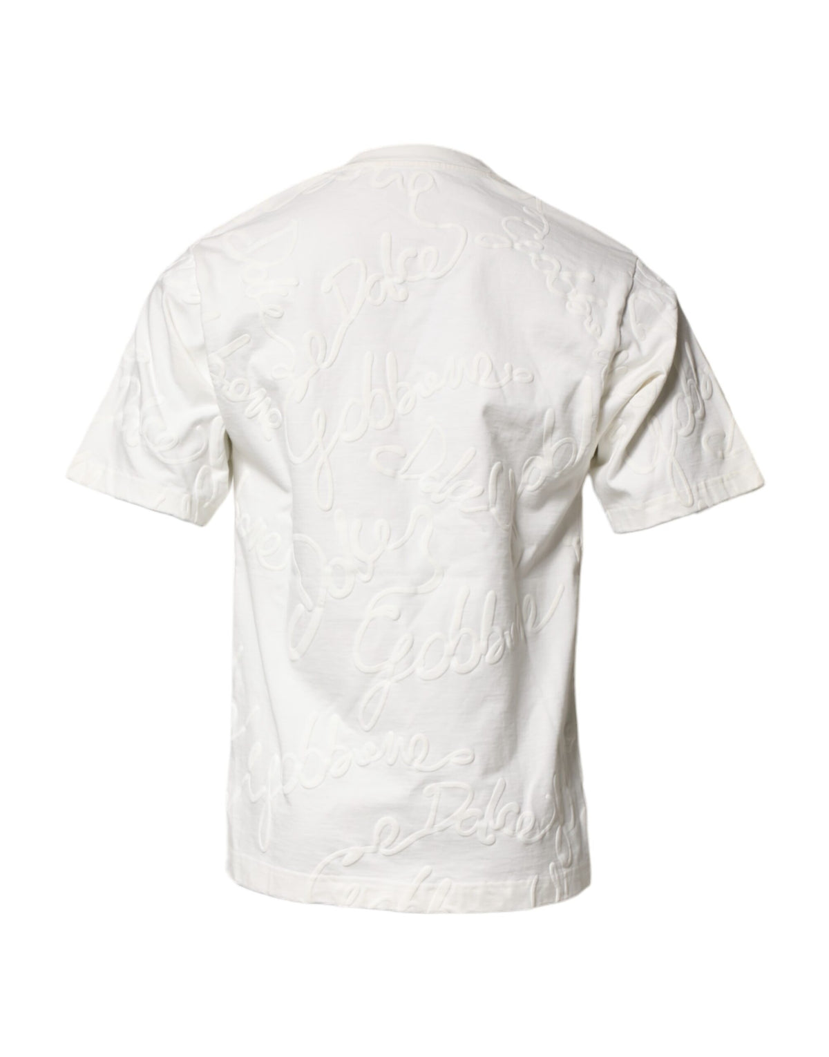 T-shirt à col rond en coton blanc avec logo en relief de Dolce &amp; Gabbana