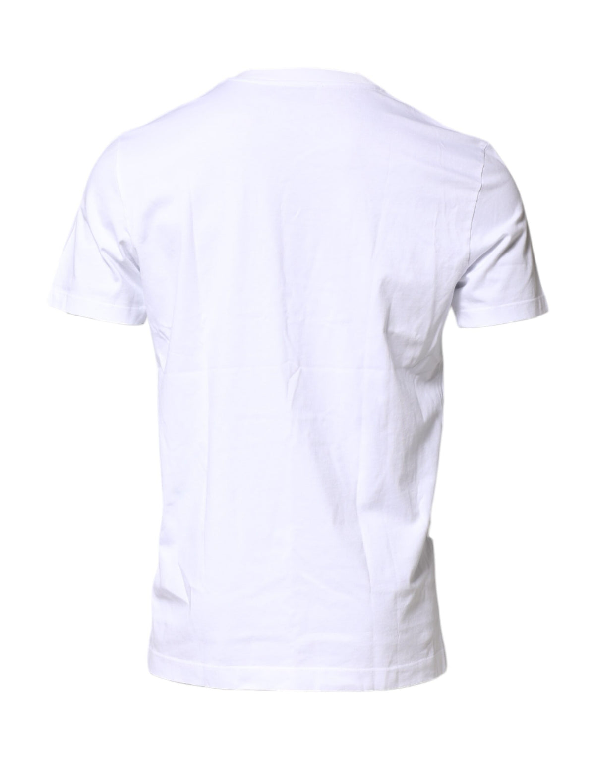 T-shirt à col rond en coton blanc avec logo et patch Dolce &amp; Gabbana