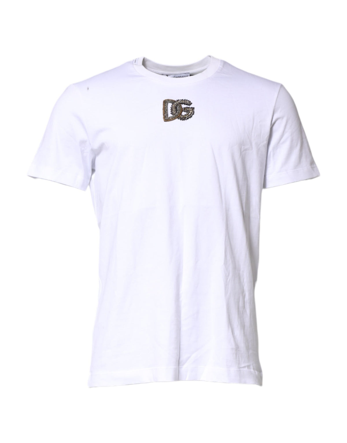 T-shirt à col rond blanc brodé du logo Dolce &amp; Gabbana