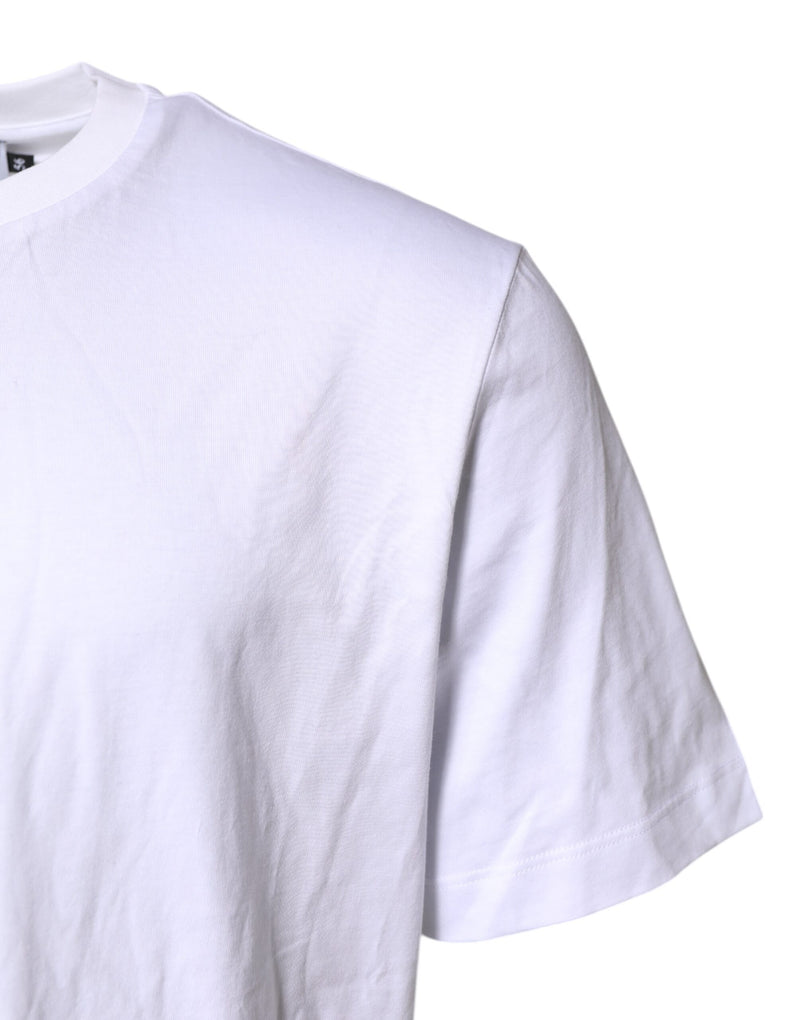 Dolce & Gabbana White Logo Embroidery Crew Neck T-shirt