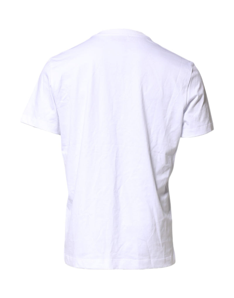 Dolce & Gabbana White Logo Embroidery Crew Neck T-shirt
