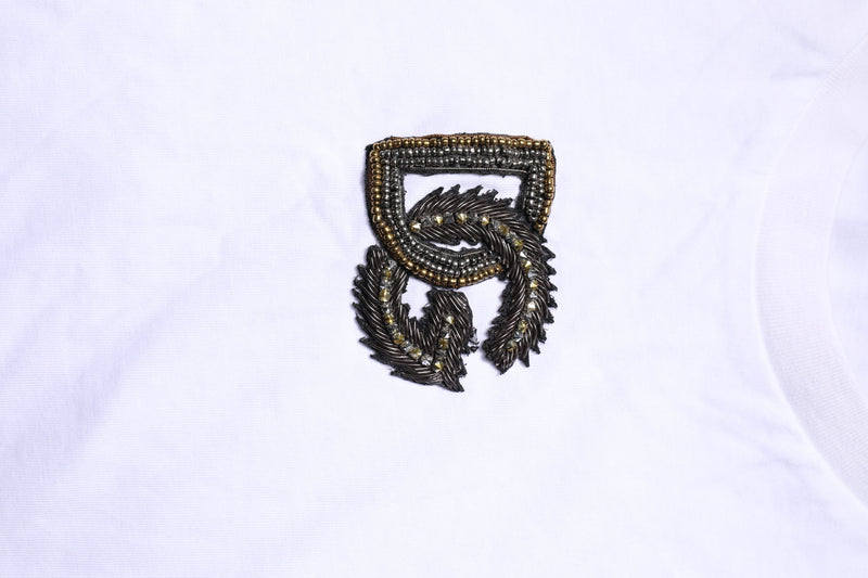 Dolce & Gabbana White Logo Embroidery Crew Neck T-shirt