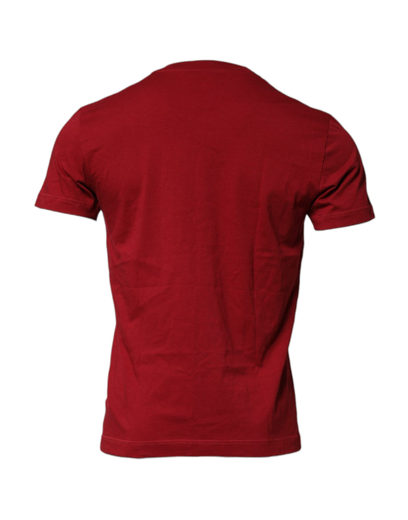 T-shirt rouge en coton à manches courtes et col rond de Dolce &amp; Gabbana