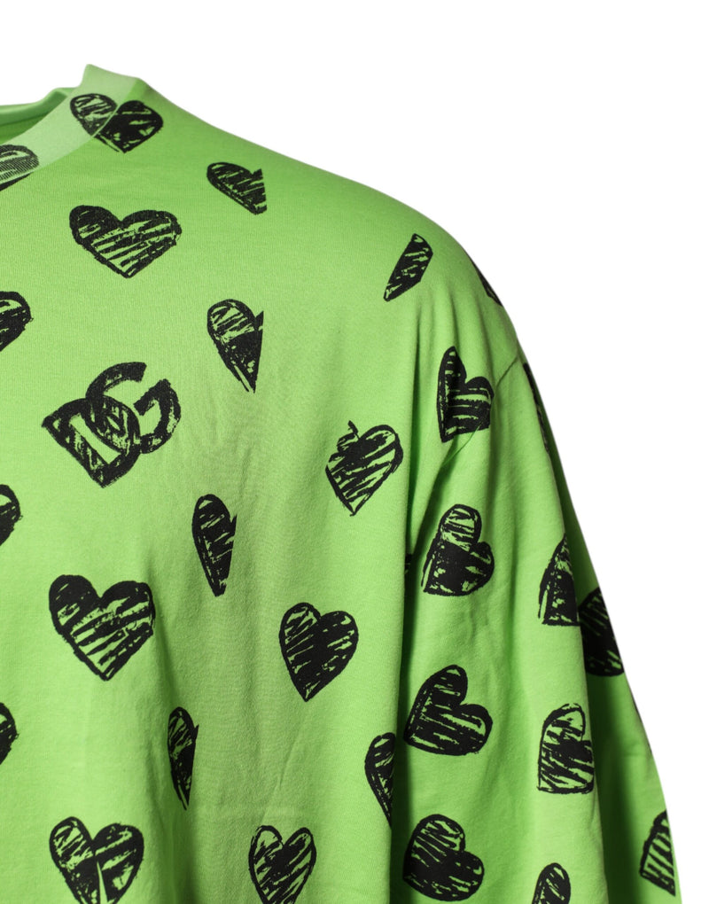 Dolce &amp; Gabbana T-shirt met groene hartprint, ronde hals en gemaakt van katoen