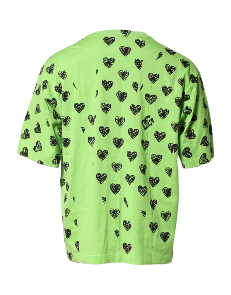Dolce &amp; Gabbana T-shirt met groene hartprint, ronde hals en gemaakt van katoen